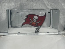 Tampa Bay Buccaneers NFL Silver Reflective Lasercut License Plate Wincraft