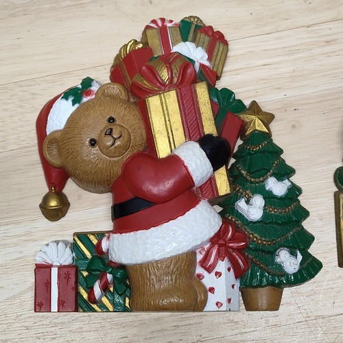 Vintage 1993 Plastic Burwood Christmas Bear Plaques Wall Hangings Retro Set Of 2 - Picture 4 of 15