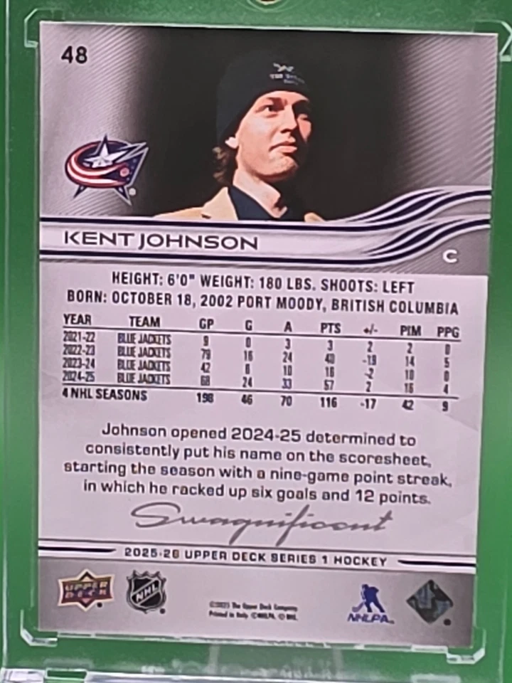 2025-26 Upper Deck Swagnificent #48 Kent Johnson - Image 2 of 2