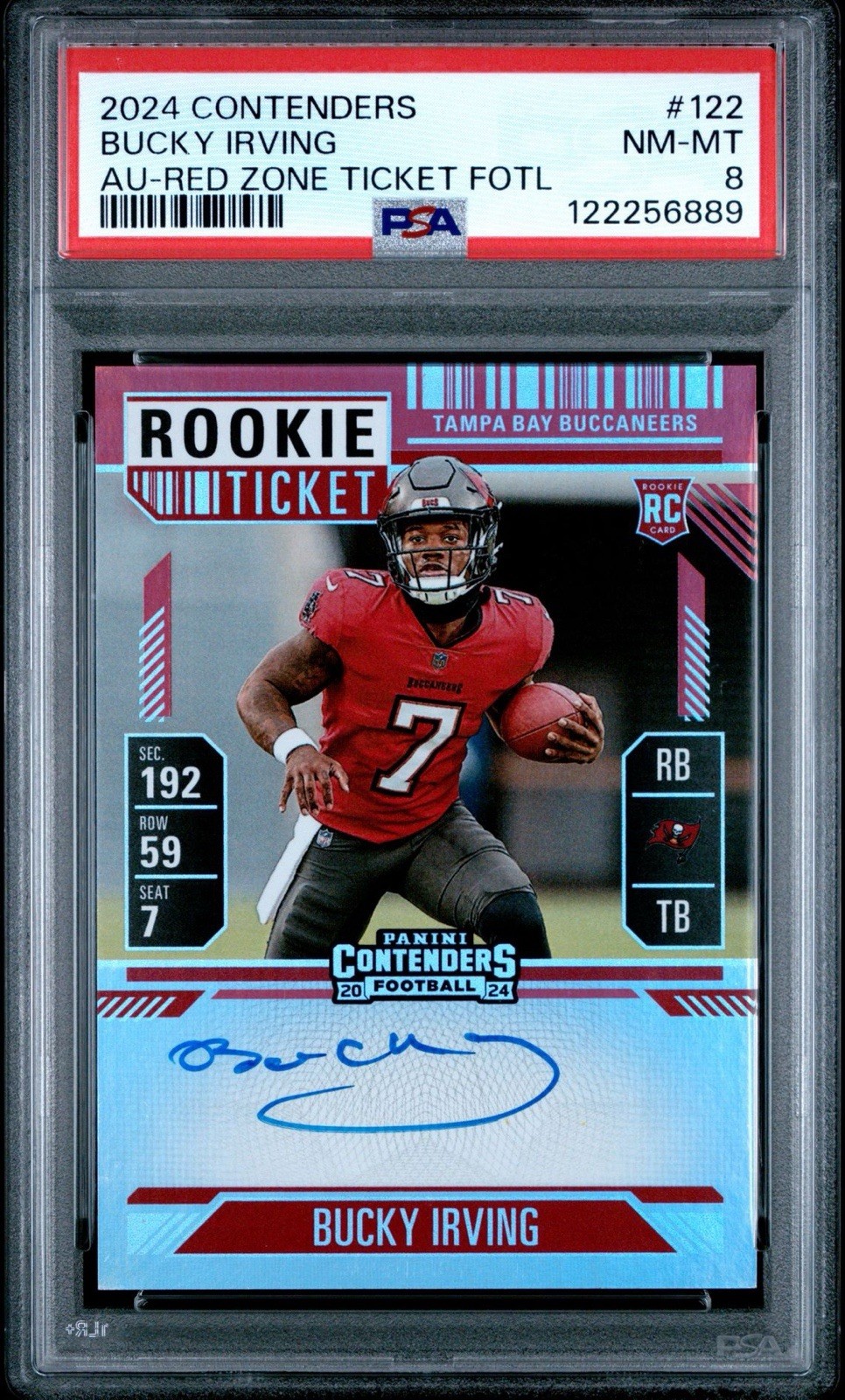 2024 Contenders Auto-Red Zone Ticket FOTL #122 BUCKY IRVING RC PSA 8 Pop 4! 🔥