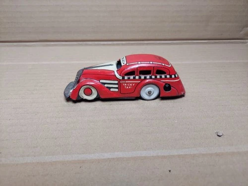 Antique Tin Litho Keywind Toy Tricky Taxi Car Marx Toys Vintage 4.5" Long No Key