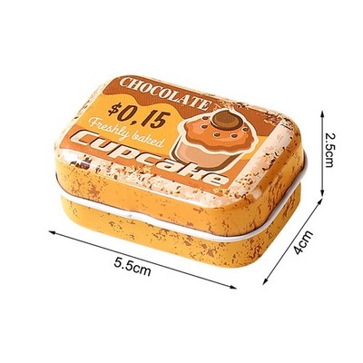 1/2/4PCS Flip-top Mini Rectangular Tin Box Decorative Box Small Storage Jar