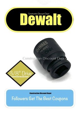 Dewalt EASY READ 3/8'' Drive 15mm Shallow 6 Point Black Impact Socket 74-494