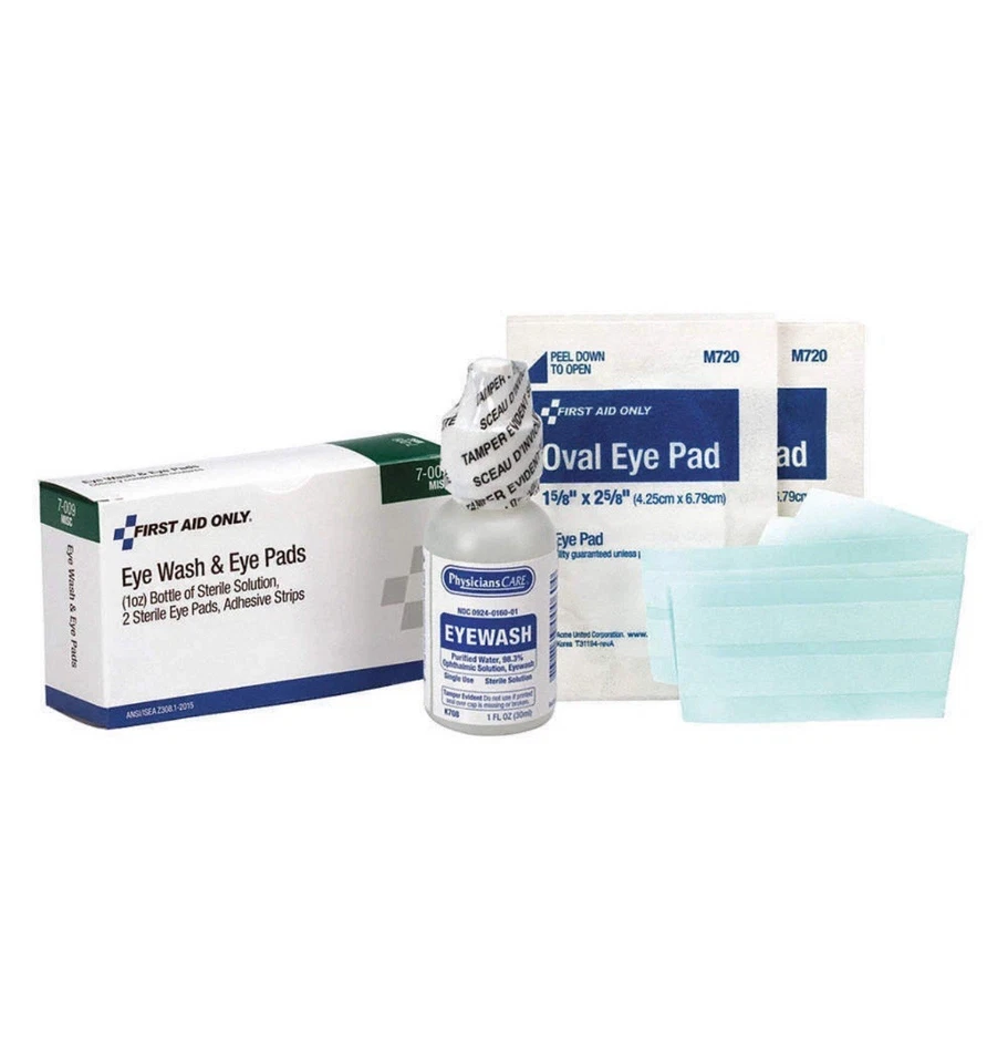 4 Kits 1 Oz Eye Wash Kit FIRST AID ONLY Eye flushing solution With Pads & Strips - Image 2 of 3