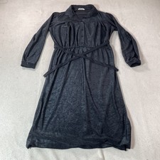 Vintage Cottagecore Shirt Dress Womens L Black Velour Belted J-S-E California