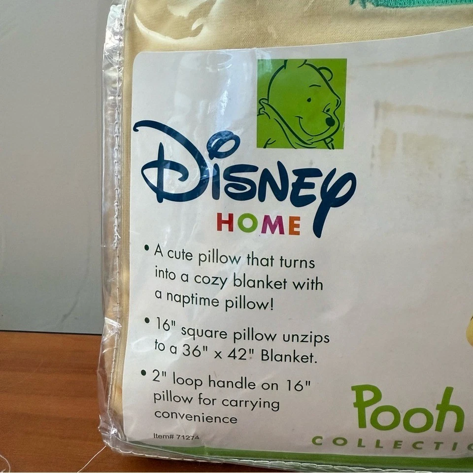 NEW Disney Home Pooh Bear Kids Catcha' Wink Blanket Pillow Combo Daycare Travel - Image 3 of 4
