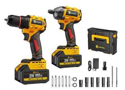 Impact Wrench Cordless Drill Set Driver Combi Drill 4.0Ah  Brushless
