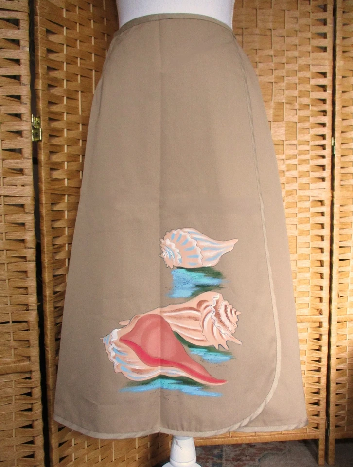 Falda envolvente vintage Candy Wrappers conchas marinas medianas color beige tostado algodón M Foto 4 de 4