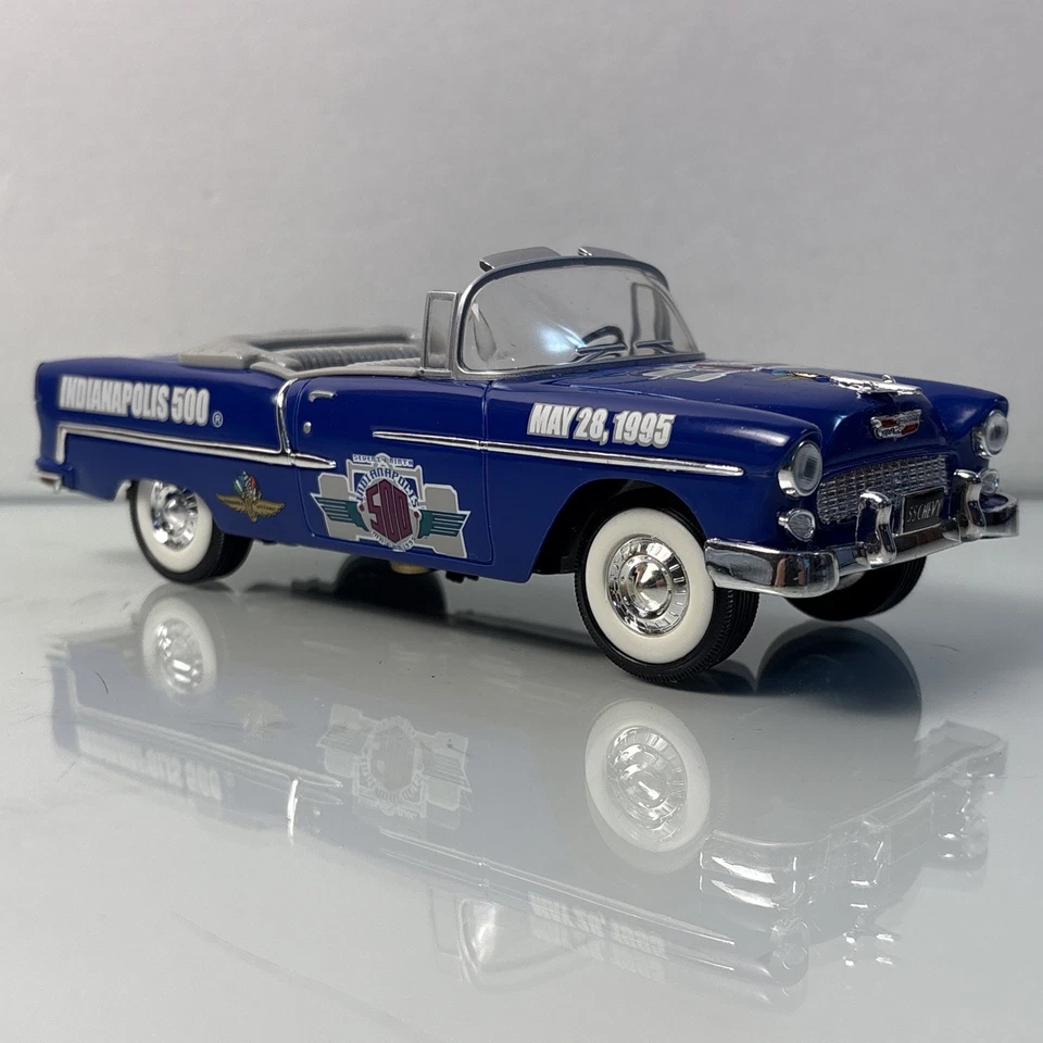 1955 Chevrolet Indianapolis 500 Die Cast Car Bank Blue Limited Ed w/ Key & Box - Image 2 of 4