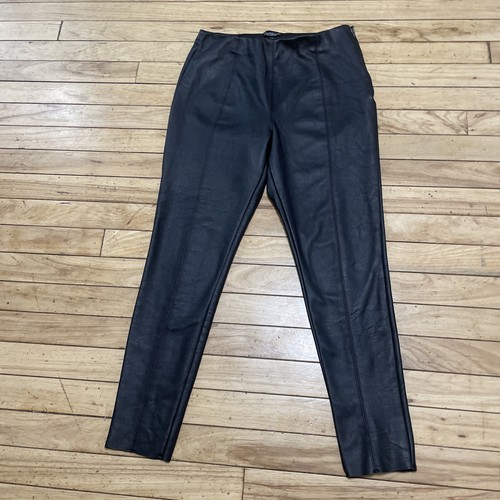 Topshop Black Vegan Leather Pants Women Petite 8  High Rise Skinny Stretch PU