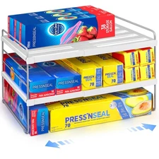 Pantry Organizers and Storage,3 Tiers Expandable Foil and Plastic Wrap Organi...