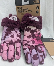 NWT North Face Girls/Kids Mossbud Swirl Gloves Size Medium- Boysenberry