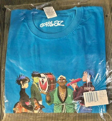 NEU & VERSIEGELT OFFIZIELLES GORILLAZ AZURBLAU - LIVE NOW TOUR T-SHIRT - ALTER 12 - 13