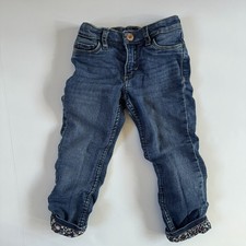 Girl  s H M Skinny Fit Lined Denim Jeans Size 3T Adjustable Stretchy EUC