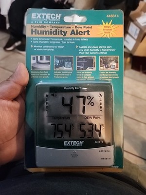 EXTECH 445814 Indoor Digital Hygrometer,14 to 140 F 3LRV4 Humidity Alert