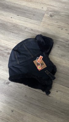 Black Faux Fur Trapper Hat / Ushanka Winter Hat