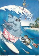 Postcard - Animals - Elephants - Illustration - Illustrator Alex - Cats -