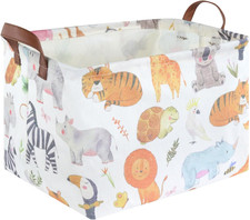 Rectangular Baby Storage Baskets, Foldable Jungle Waterproof Storage Basket,Wood