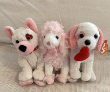 Lot 3 Ty Beanie Baby Divalightful Cupid Amore Pink White Dog Puppy Poodle Heart!