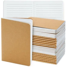 24 Pack A6 Kraft Paper Travel Journals, Bulk Mini Pocket Notebooks, 5.7x4.1"