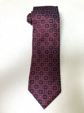 CARROT & GIBBS Mens Wide Silk Tie, Made in USA, Maroon Geometric 3.5" x 58"