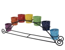 Large Set of 7 Chakra Symbols Votive Tea Light Candle Holder