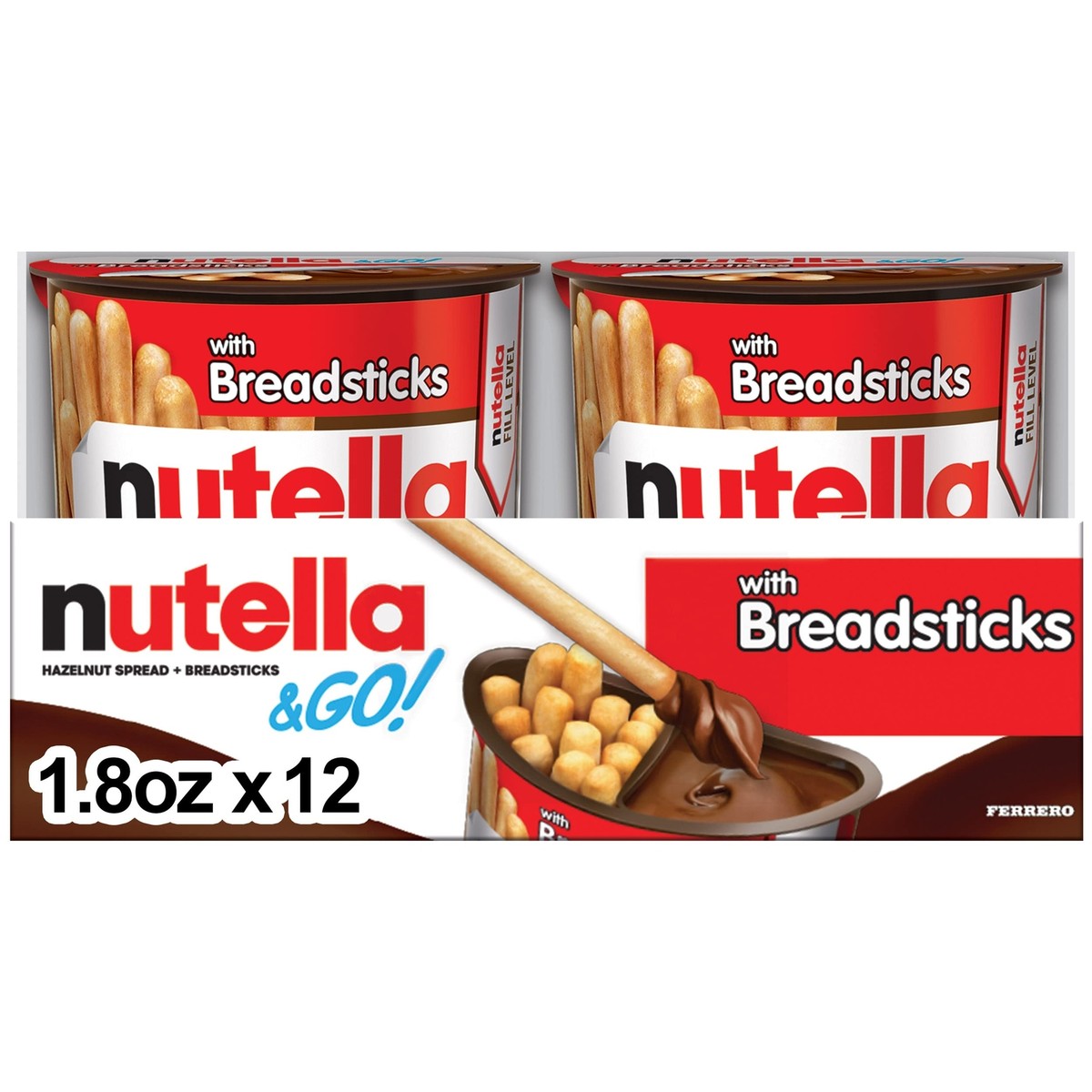 Nutella GO! Bulk 12 Pack Hazelnut Cocoa Spread Breadsticks Snack