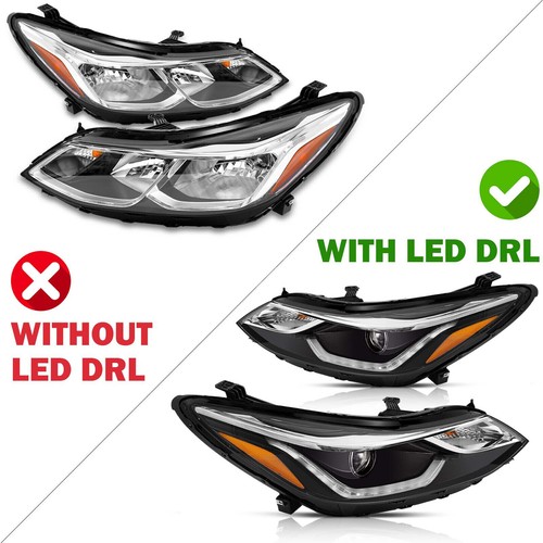 PENSUN LED Headlight Assembly Pair For 2016-2019 Chevy Cruze – Black Housing, Clear Lens, Direct Replacement