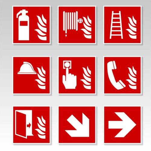 Brandschutzzeichen Aufkleber Symbol Feuerlöscher 20x20cm Folie ISO 7010 ASR A1.3
