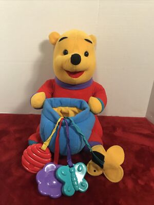 Disney Winnie The Pooh Plush Bear With Honey Pot Has Attached Baby Teether Toys | eBay