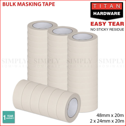 Masking Tape Painting Crepe Paper 24mm 48mm x 20m House High Temperature Bulk - Picture 1 of 12