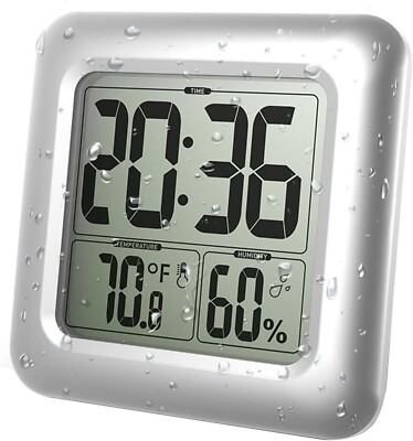 Lindahome große wasserdichte digitale Wanduhr mit Temperatur Luftfeuchtigkeit