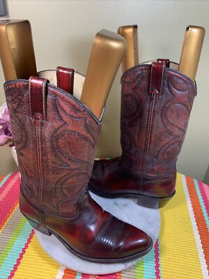Dingo Western Cowboy Boots Men\'s 12D Burgundy Red Leather USA Made VTG Dingo Circle A Western Cowboy Boots Burgundy Red Leather  main image 3