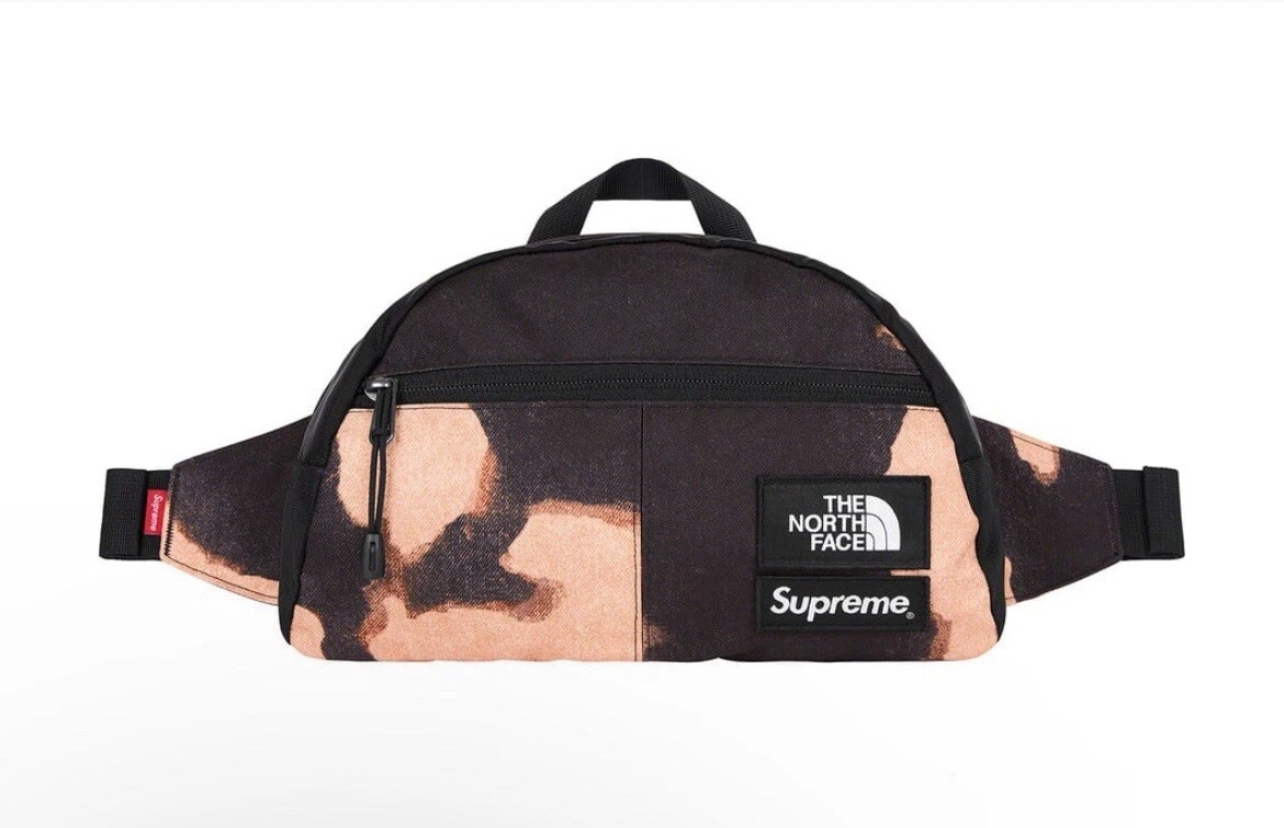 Supreme The North Face imprimé denim blanchi Roo II noir avec autocollant * LIVRAISON RAPIDE