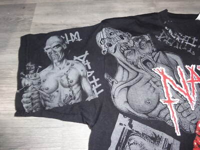 Napalm Death Allover Print Shirt Death Metal Grindcore CBT Benediction Hypocrisy
