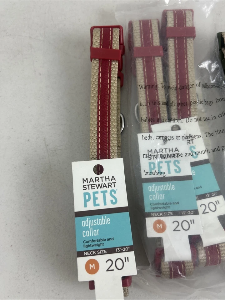 5 Martha Stewart ~ Collar de perro de nailon ajustable - Talla mediana (cuello: 13:20) verde rojo Foto 4 de 4