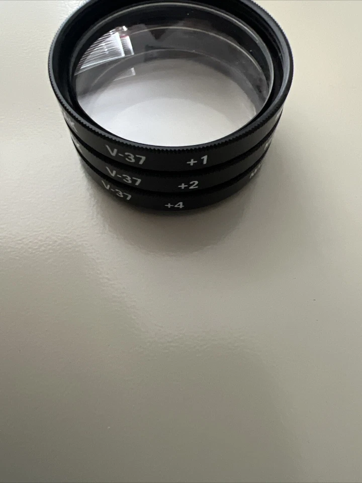 Set of 3 Sunpak 37mm UV and Skylight filters V-37 +1 +2 +4 Japan W/ Leather Case - Image 3 of 4