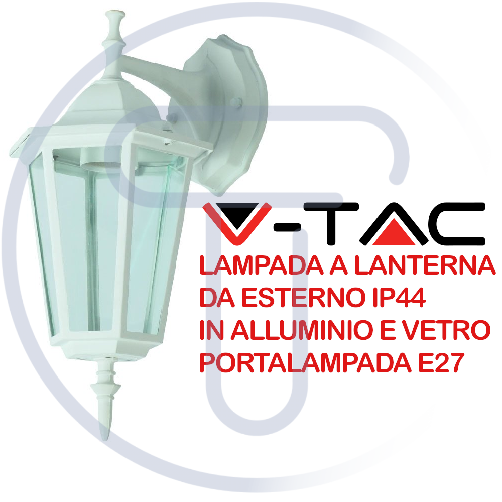 V-TAC VT-750 7069 Lampada LED da Muro Lanterna E27 (Max 60W) bianca esterno IP44