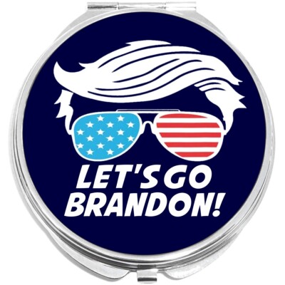 Let's Go Brandon Trump Hair Compact with Mirrors - for Pocket or Purse