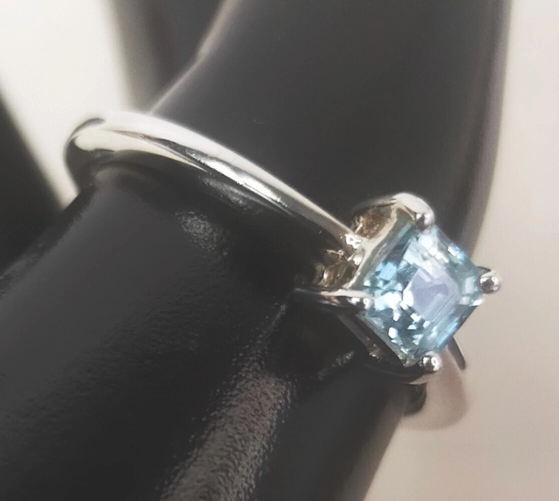 Gemporia Sterling Silver 925 Ring Blue Aquamarine Stone Ring Size