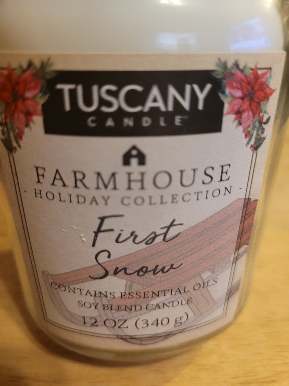 TUSCANY CANDLE FARMHOUSE COLLECTION MASON JAR FIRST SNOW CHRISTMAS CANDLE NEW