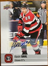 2019-20 Upper Deck CHL Autographs Kevin Bahl #29 Ottawa 67’s