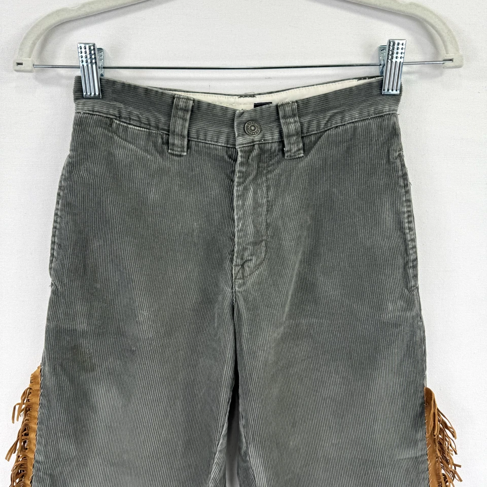 Vtg GAP Pants Boys 7 Youth Gray Corduroy Tan Fringe Western Rodeo Cowboy Chino - Image 2 of 4