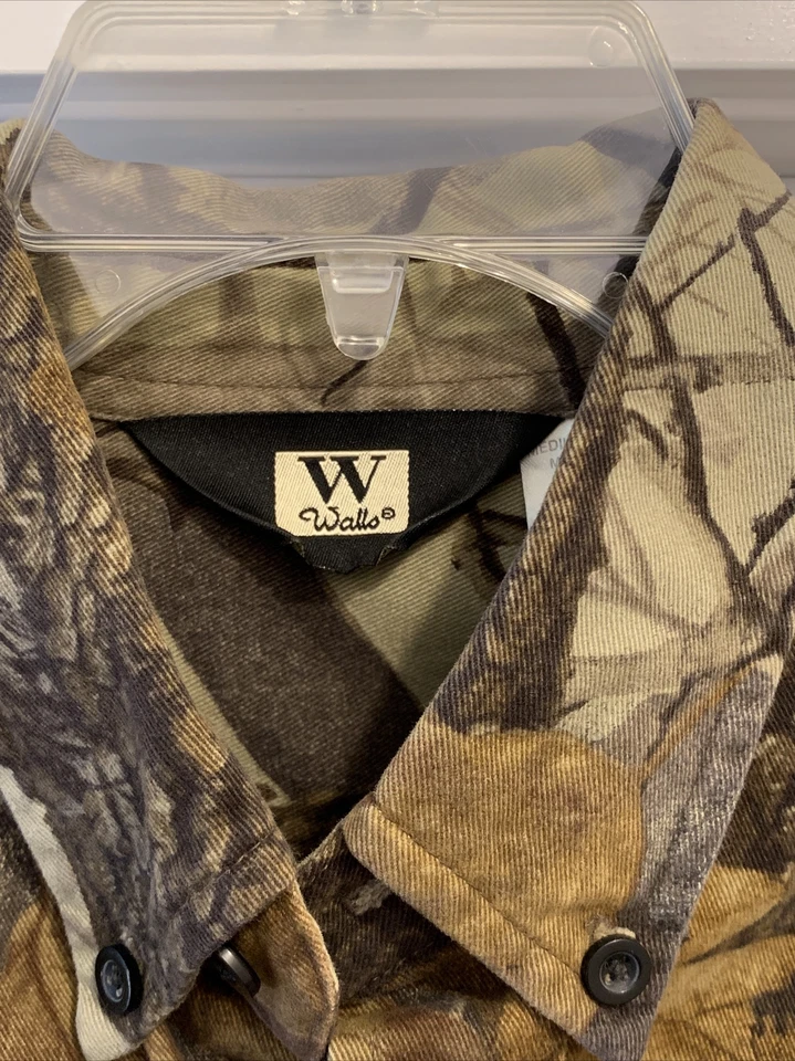 WALLS HUNTING Camouflage REALTREE HARDWOODS JACKET, HEAVY SHIRT MEN SZ M - Image 4 of 4
