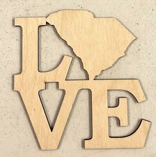 Laser Cut 1/8" Plywood Wood Shape - Love South Carolina - S248