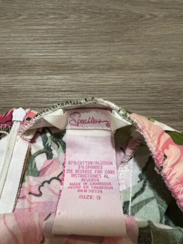 Speechless Sleeveless Hawaiian Luau Dress Size 3 Pink Green and White Cotton h28 - Picture 5 of 6