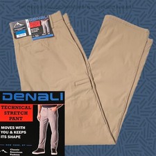 NWT Denali Men's Technical Stretch Pants Elastic Waist Straight Delta Khaki