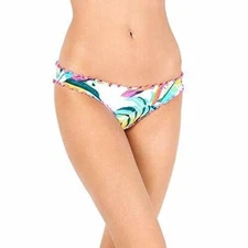 Hula Honey Juniors' Palm Pop Printed Cheeky Hipster Bikini Bottoms Medium NWT