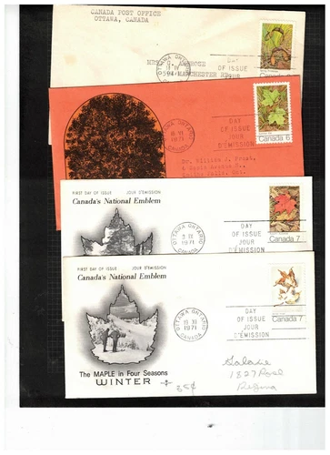 CANADA  1971 MAPLE LEAVES in SEASON 4 FDC  see scans cat # 535-8 $5.00 BOX 542