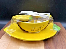 Rae Dunn Lemon DESSERT Theme Appetizer Plate, Bowl and Spoon (3 Piece Set) NEW